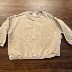 Summer in May Kids Tan Sweatshirt with yellow peace sign, size 8/9